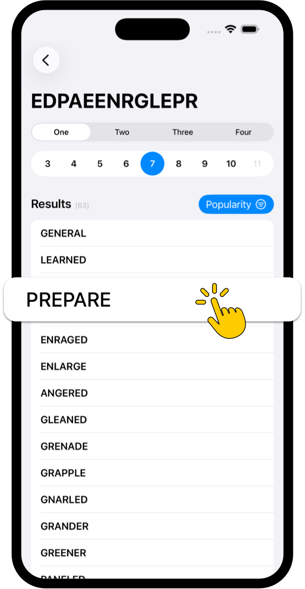 WordFinder Letter Solver on a phone