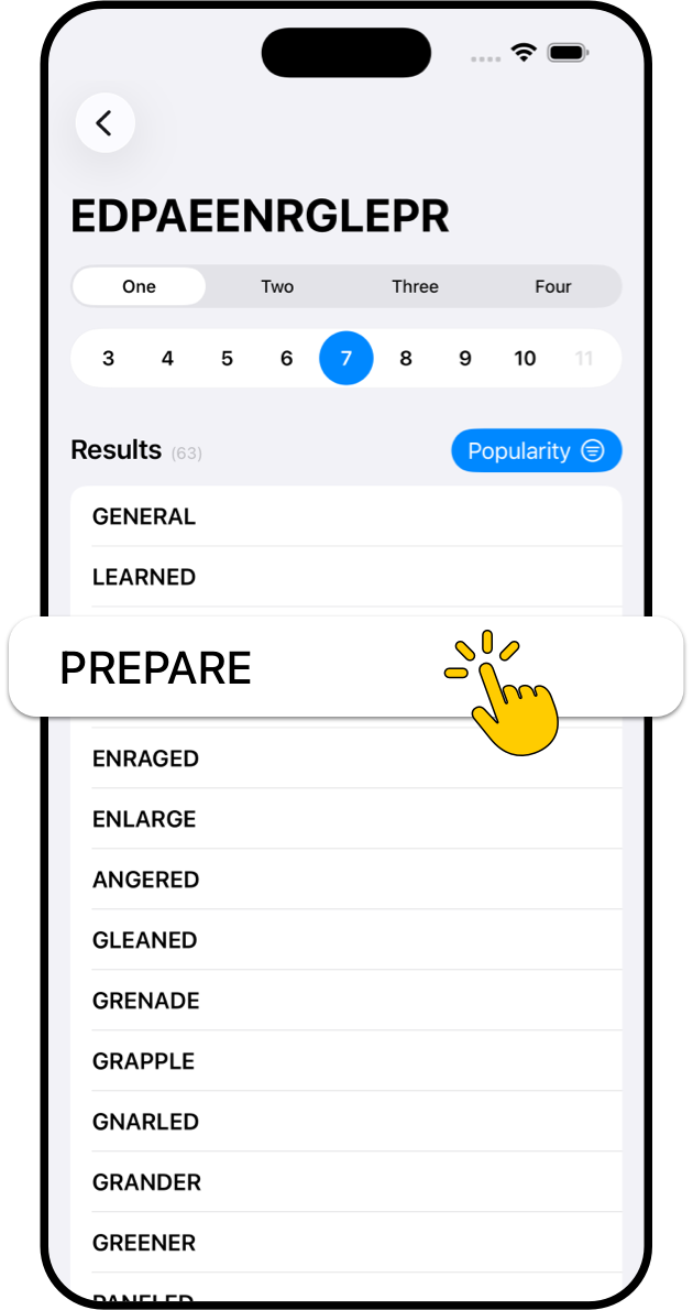 WordFinder Letter Solver screen